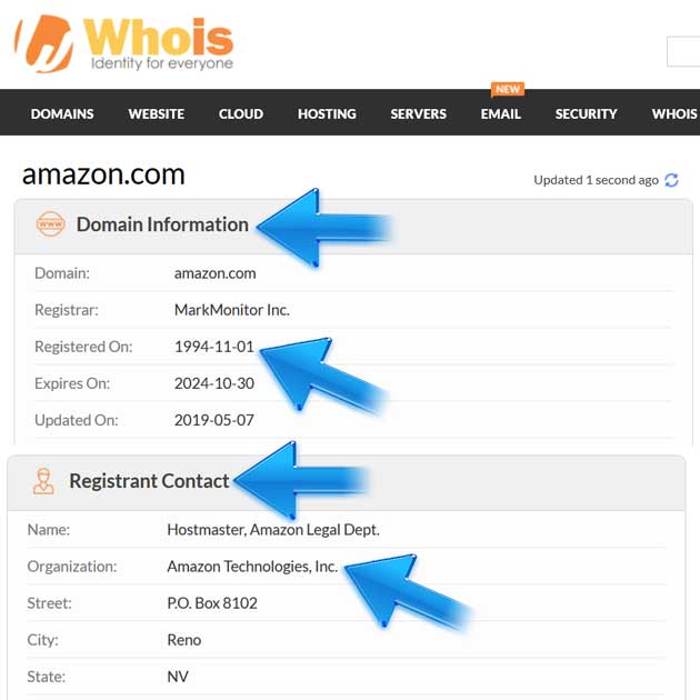 whois - domain information
